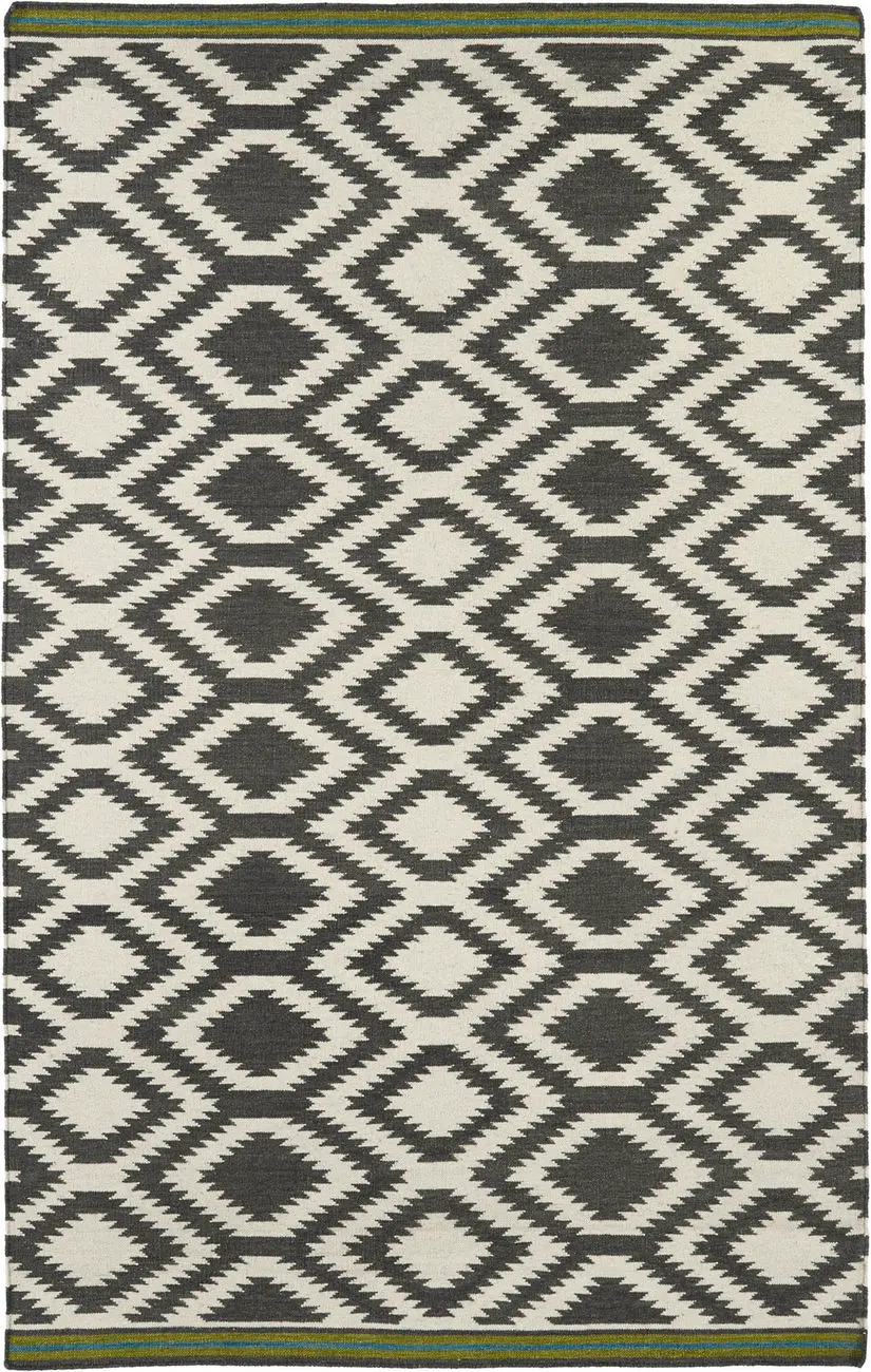 Modern Loom Nomad Flatweave Charcoal Patterned Modern Rug