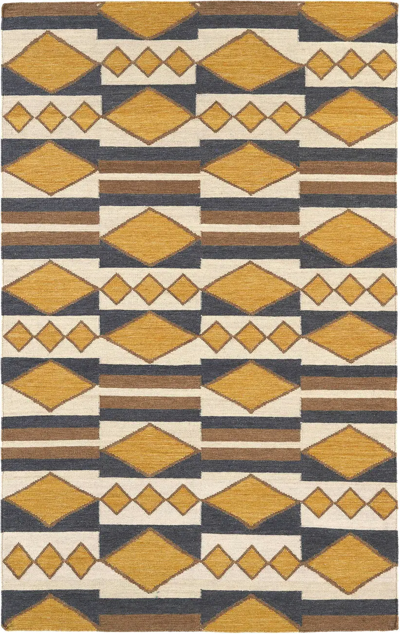 Modern Loom Nomad Flatweave Mustard Patterned Modern Rug