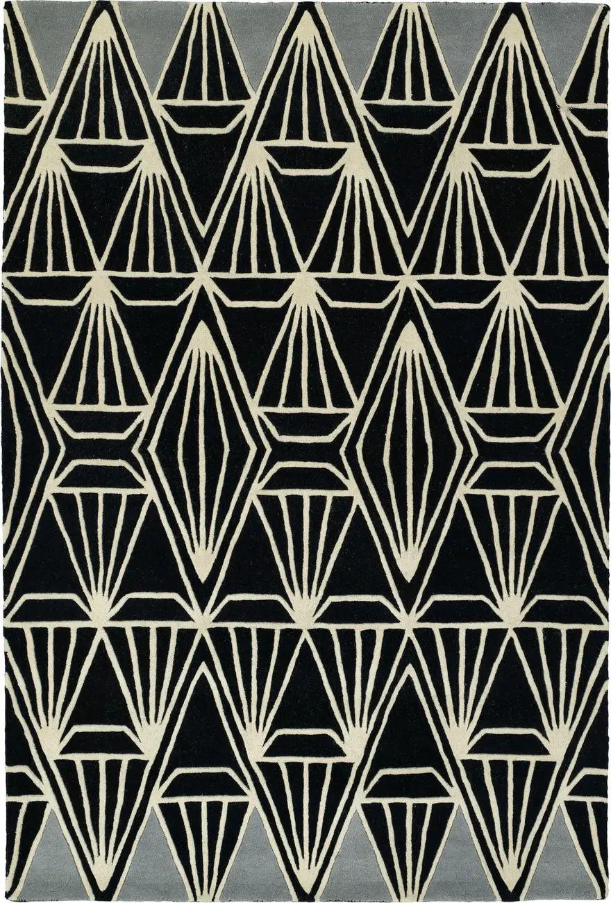 Modern Loom Origami Hand Tufted Black Patterned Modern Rug