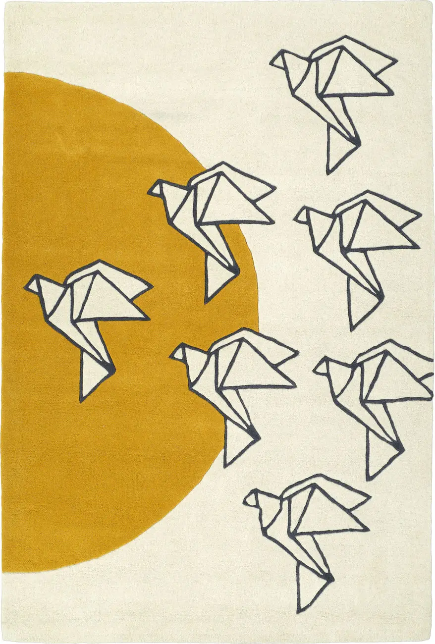 Modern Loom Origami Hand Tufted Ivory Pop Art Modern Rug