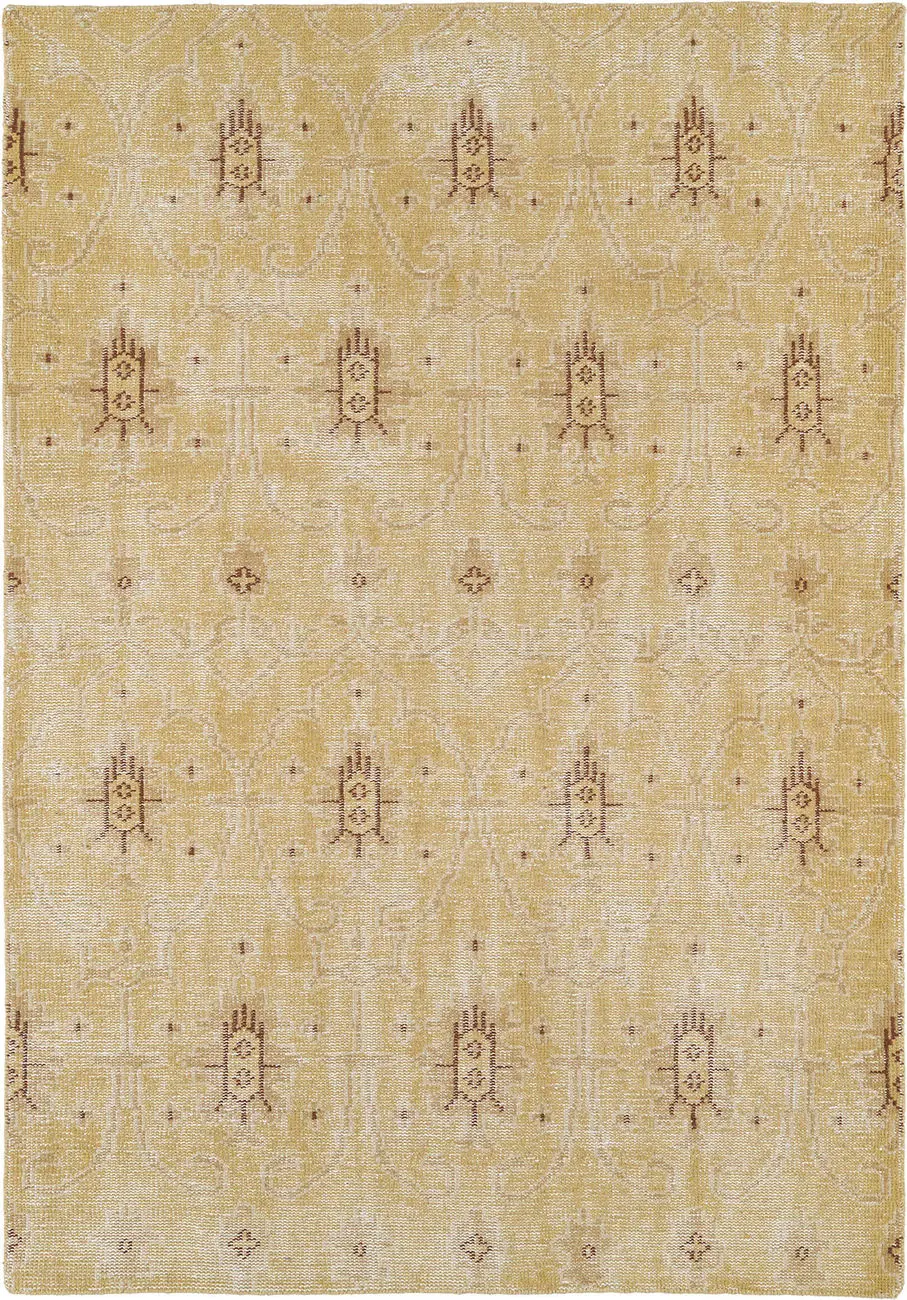 Modern Loom Restoration Hand Knotted Gold Transitional Rug