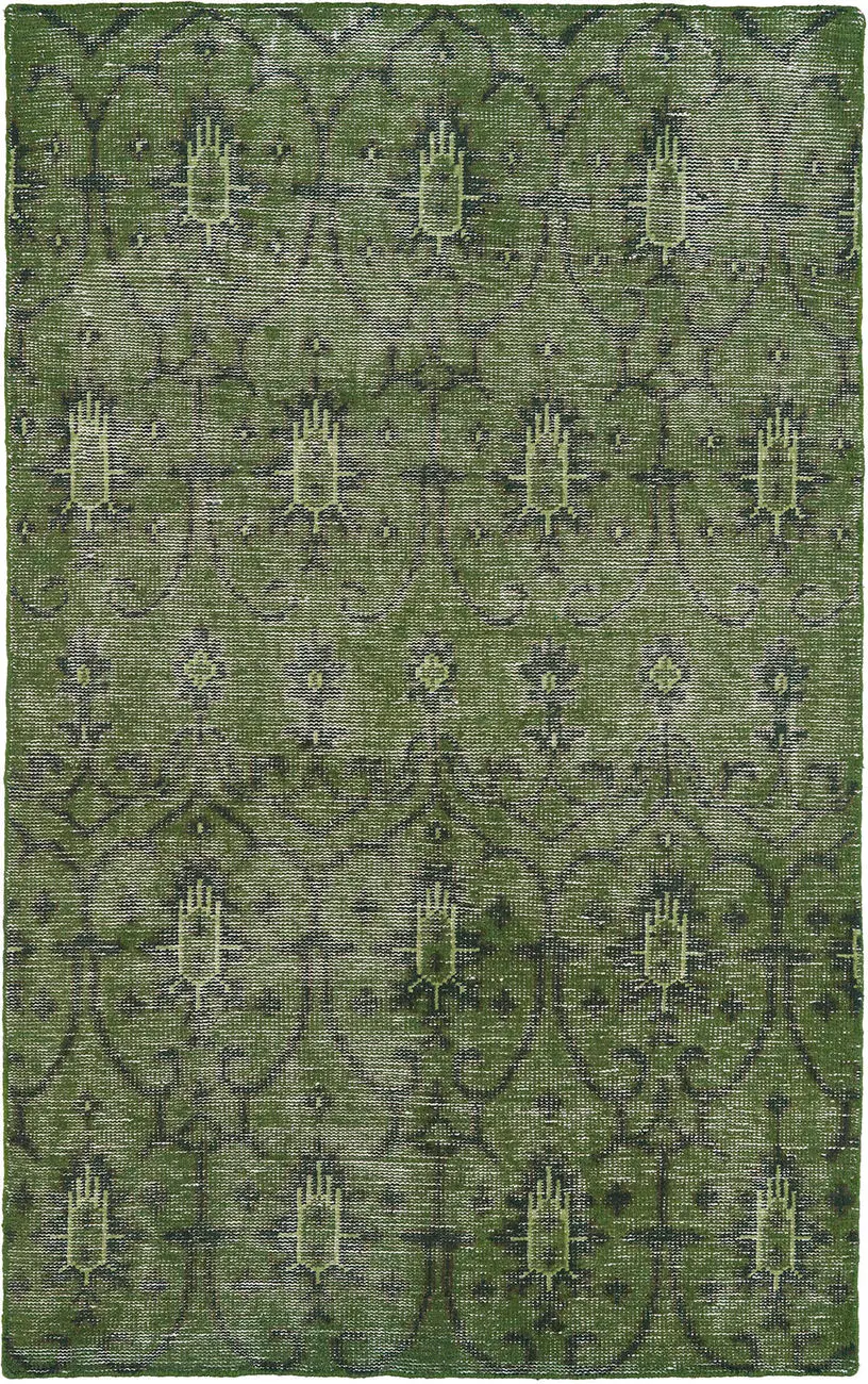 Modern Loom Restoration Hand Knotted Green Transitional Rug