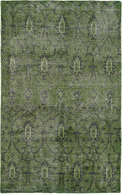 Modern Loom Restoration Hand Knotted Green Transitional Rug