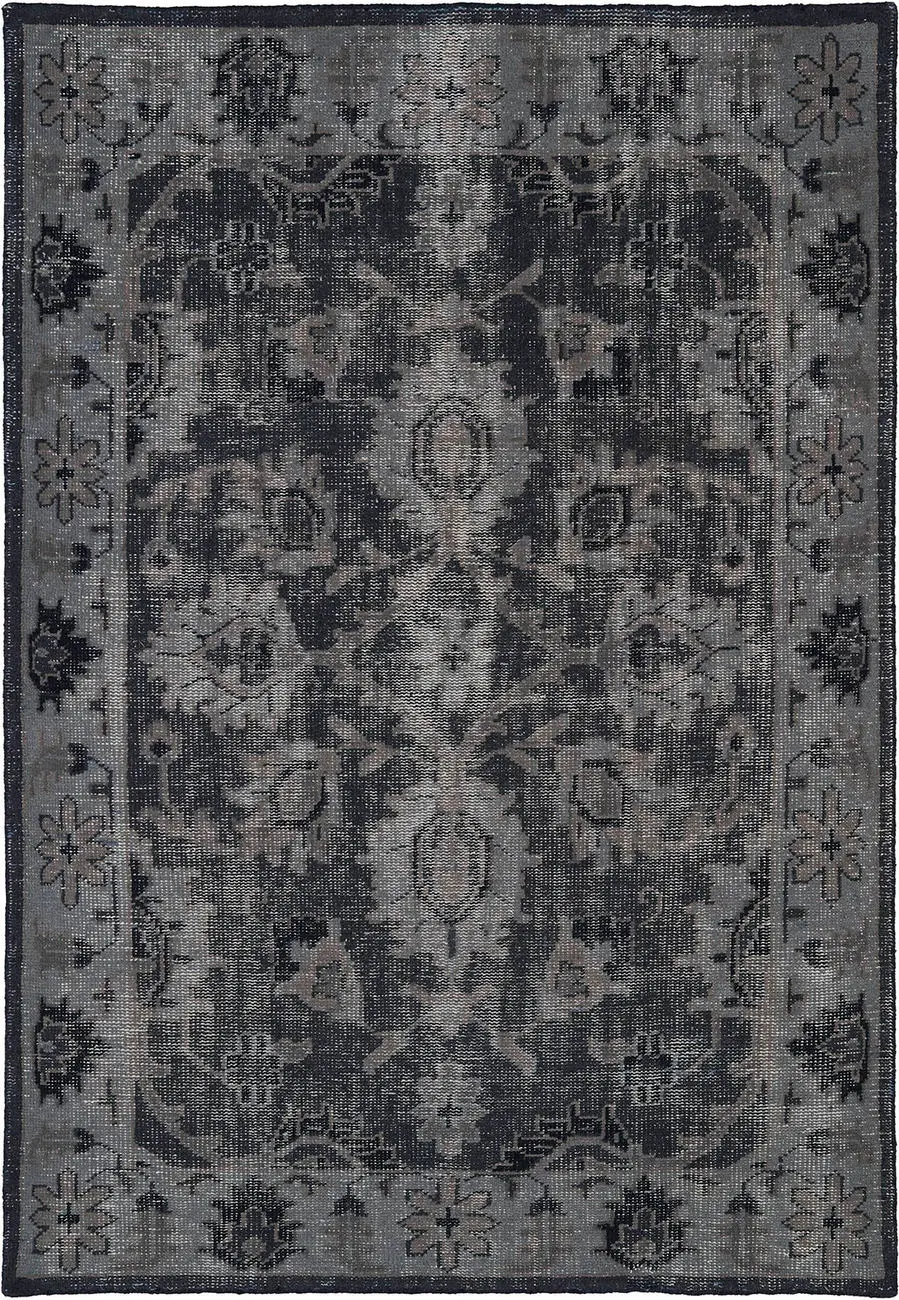 Modern Loom Restoration Hand Knotted Black Traditional Rug
