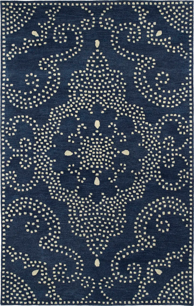Modern Loom Rosaic Hand Tufted Navy Traditional Rug