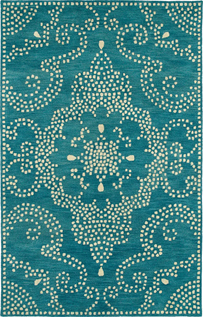 Modern Loom Rosaic Hand Tufted Teal Traditional Rug