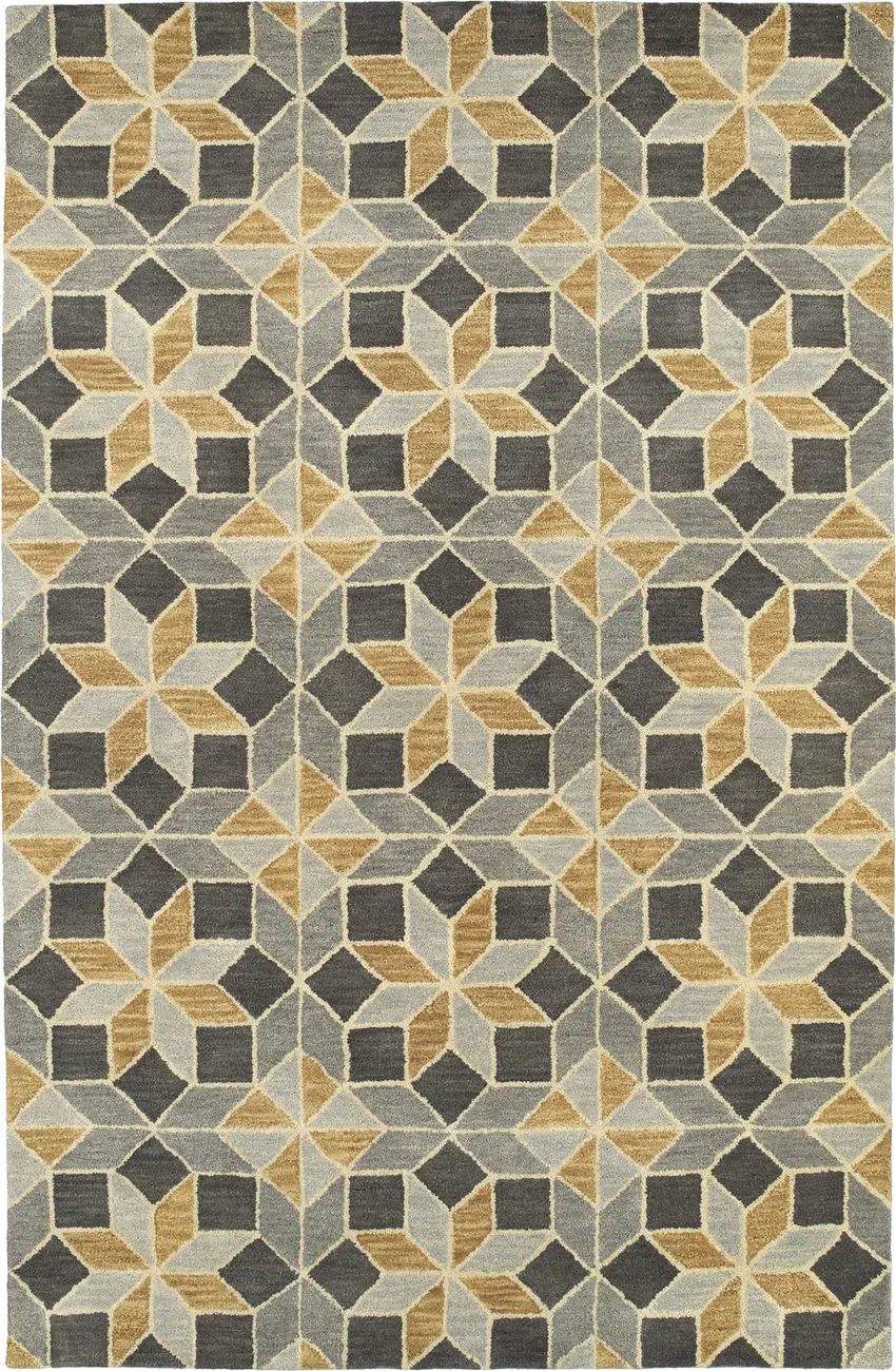 Modern Loom Rosaic Hand Tufted Grey Patterned Modern Rug