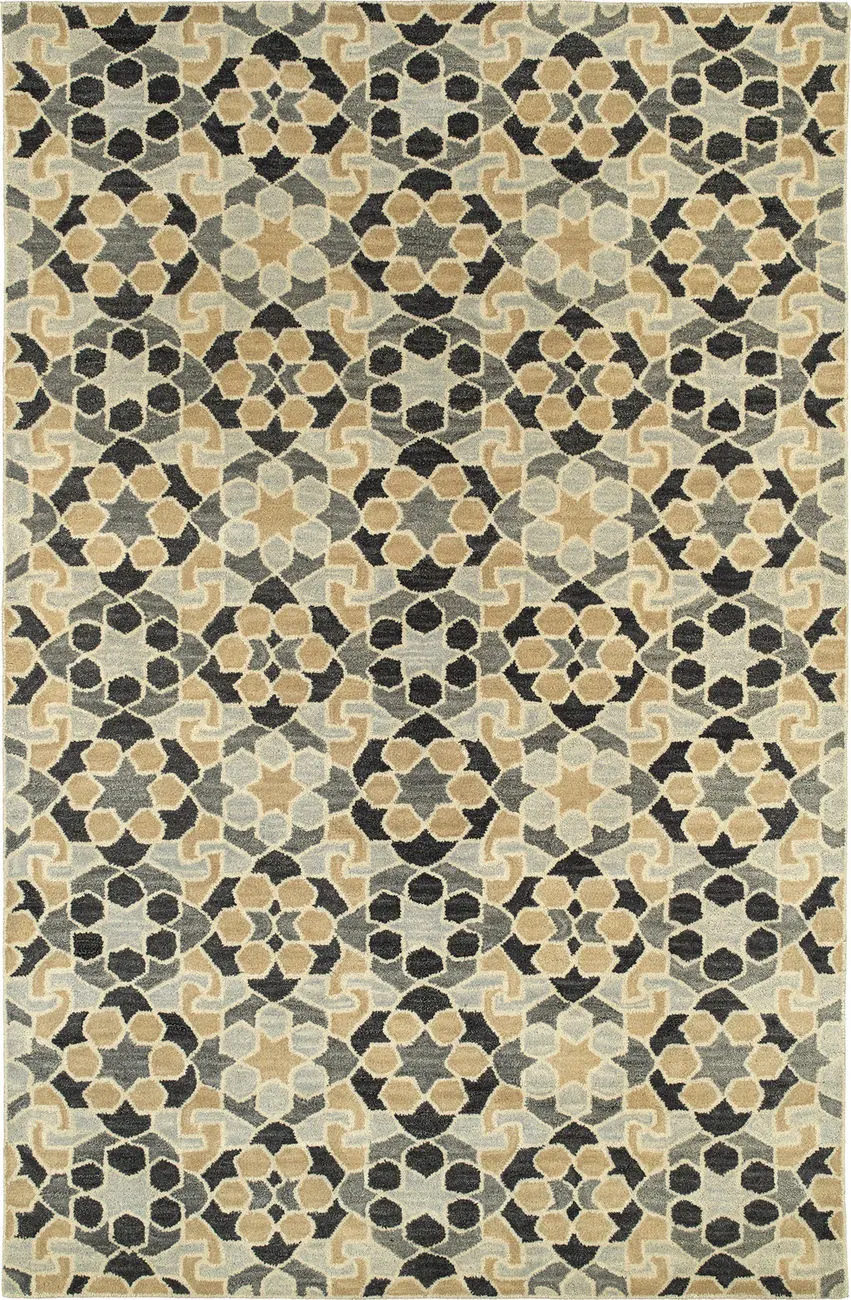 Modern Loom Rosaic Charcoal Patterned Modern Rug