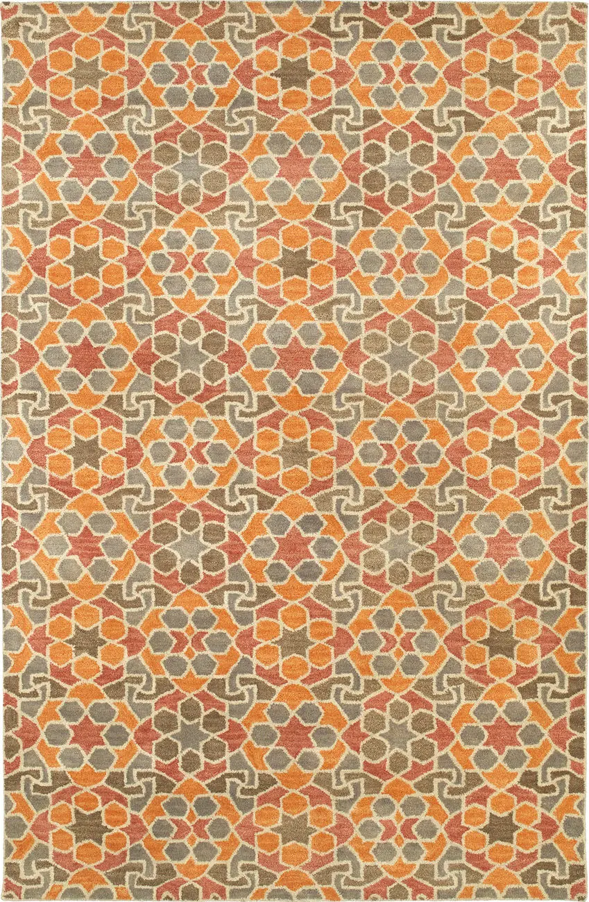 Modern Loom Rosaic Hand Tufted Orange Patterned Modern Rug