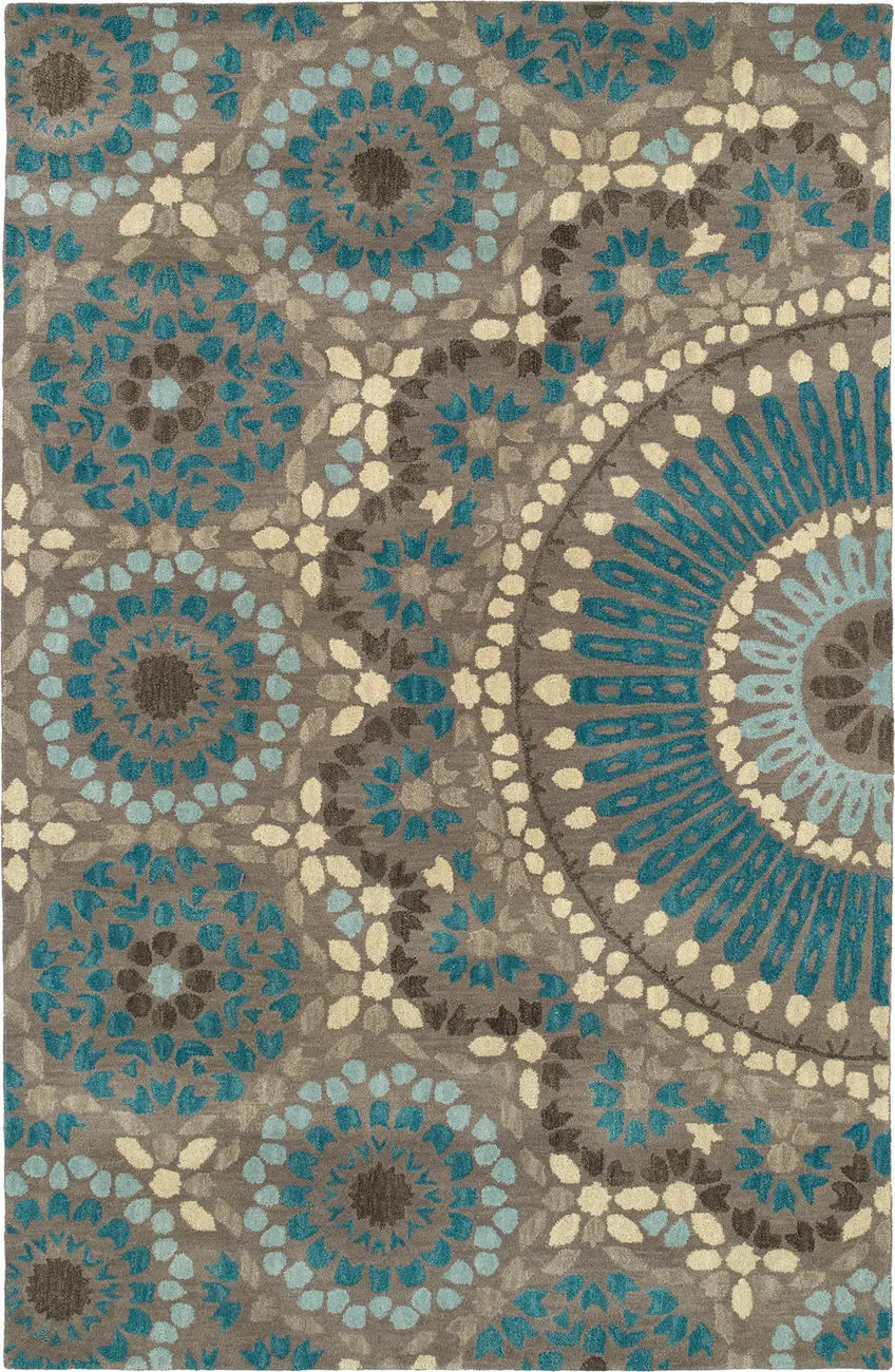 Modern Loom Rosaic Hand Tufted Teal Patterned Modern Rug