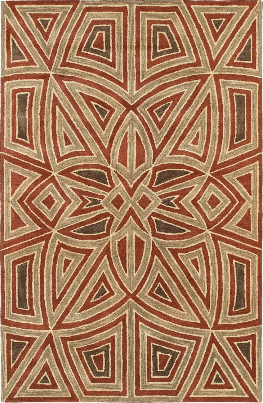 Modern Loom Rosaic Hand Tufted Rust Patterned Modern Rug
