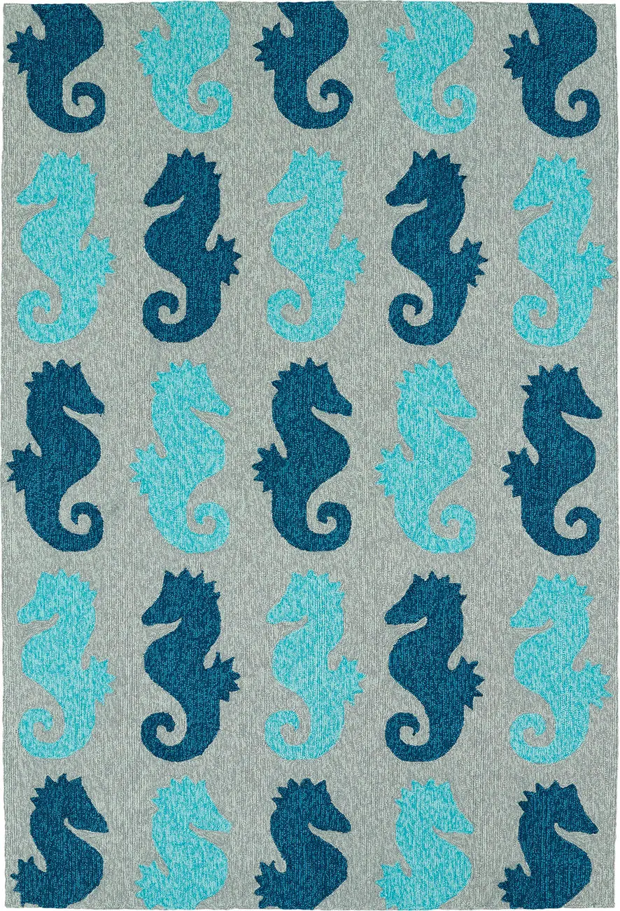 Modern Loom Sea Isle Grey Tweed Outdoor Coastal Contemporary Rug