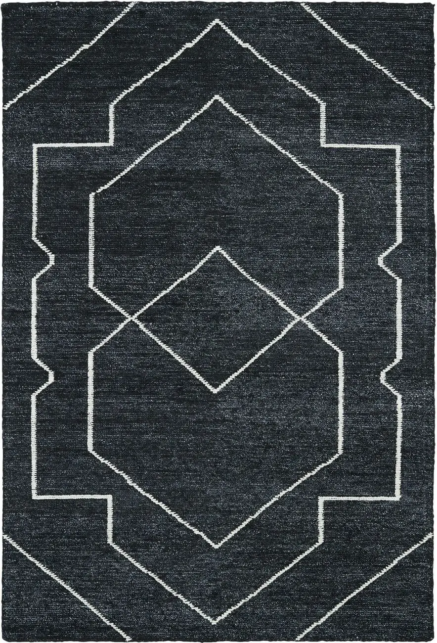 Modern Loom Solitaire Charcoal Patterned Modern Rug