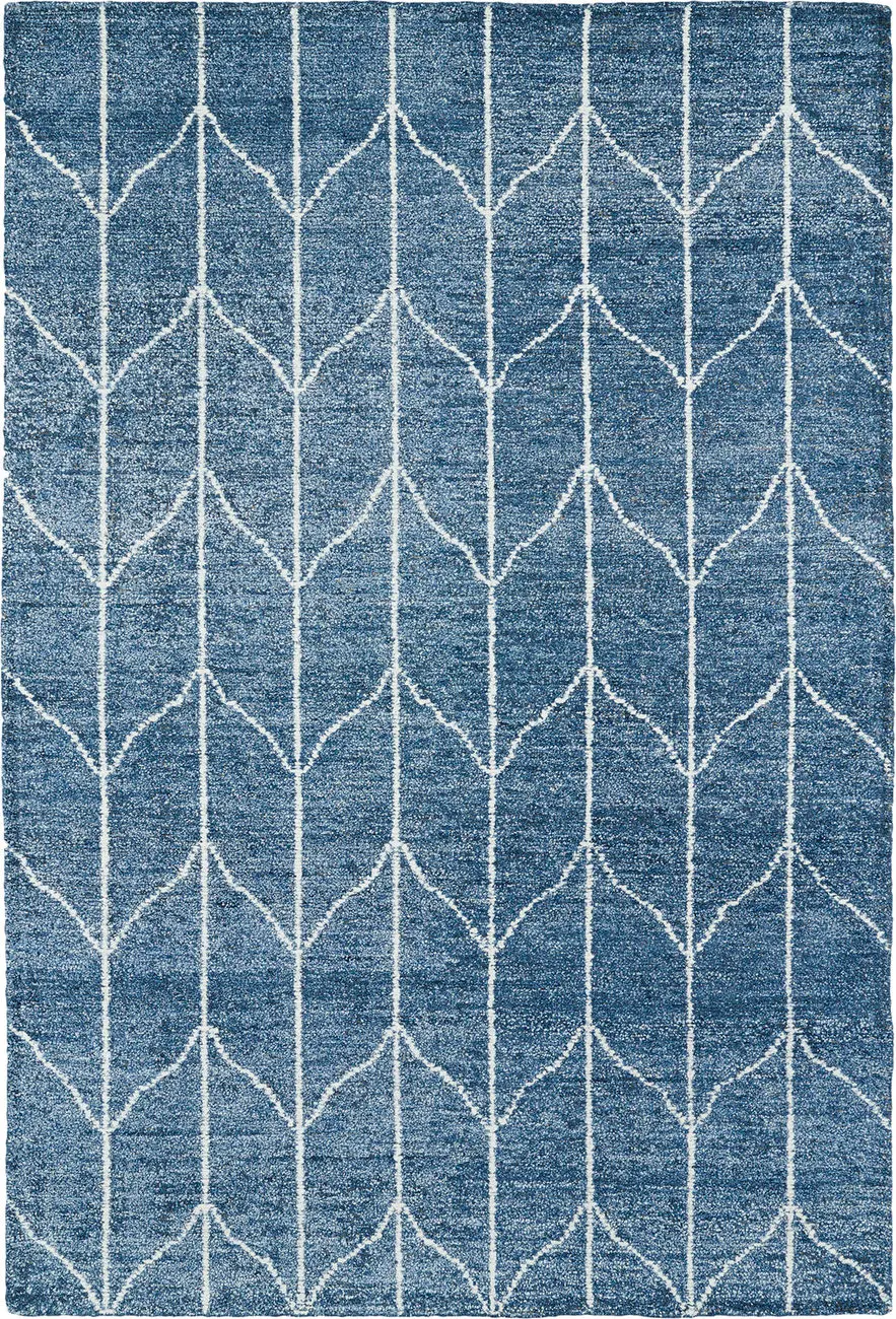 Modern Loom Solitaire Denim Blue Patterned Modern Rug
