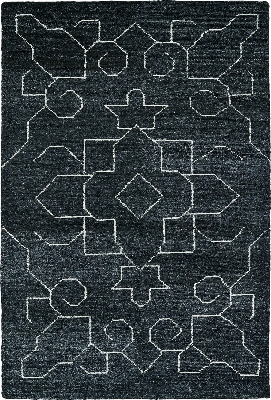 Modern Loom Solitaire Charcoal Patterned Modern Rug 3