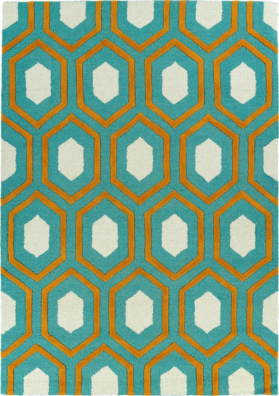 Modern Loom Spaces Hand Tufted Teal Patterned Modern Rug