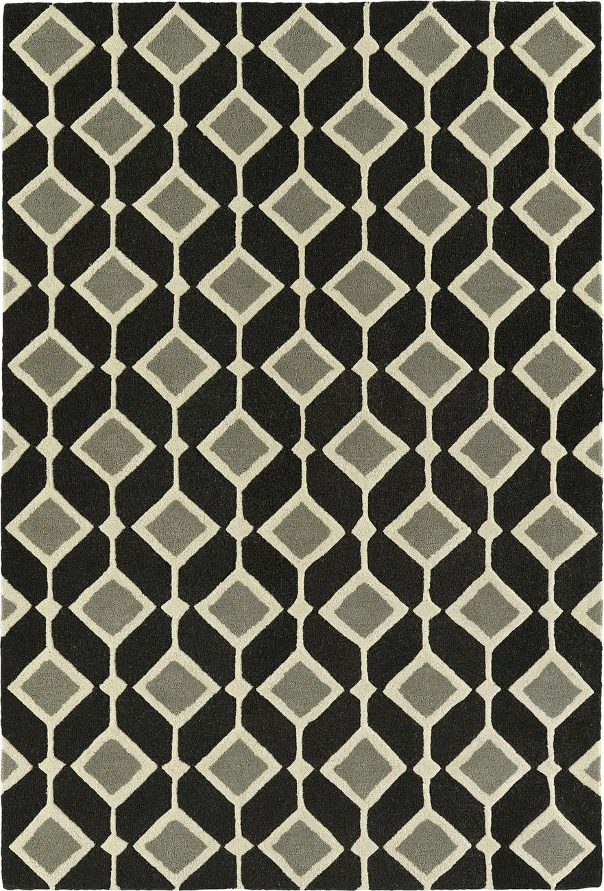 Modern Loom Spaces Hand Tufted Black Patterned Modern Rug
