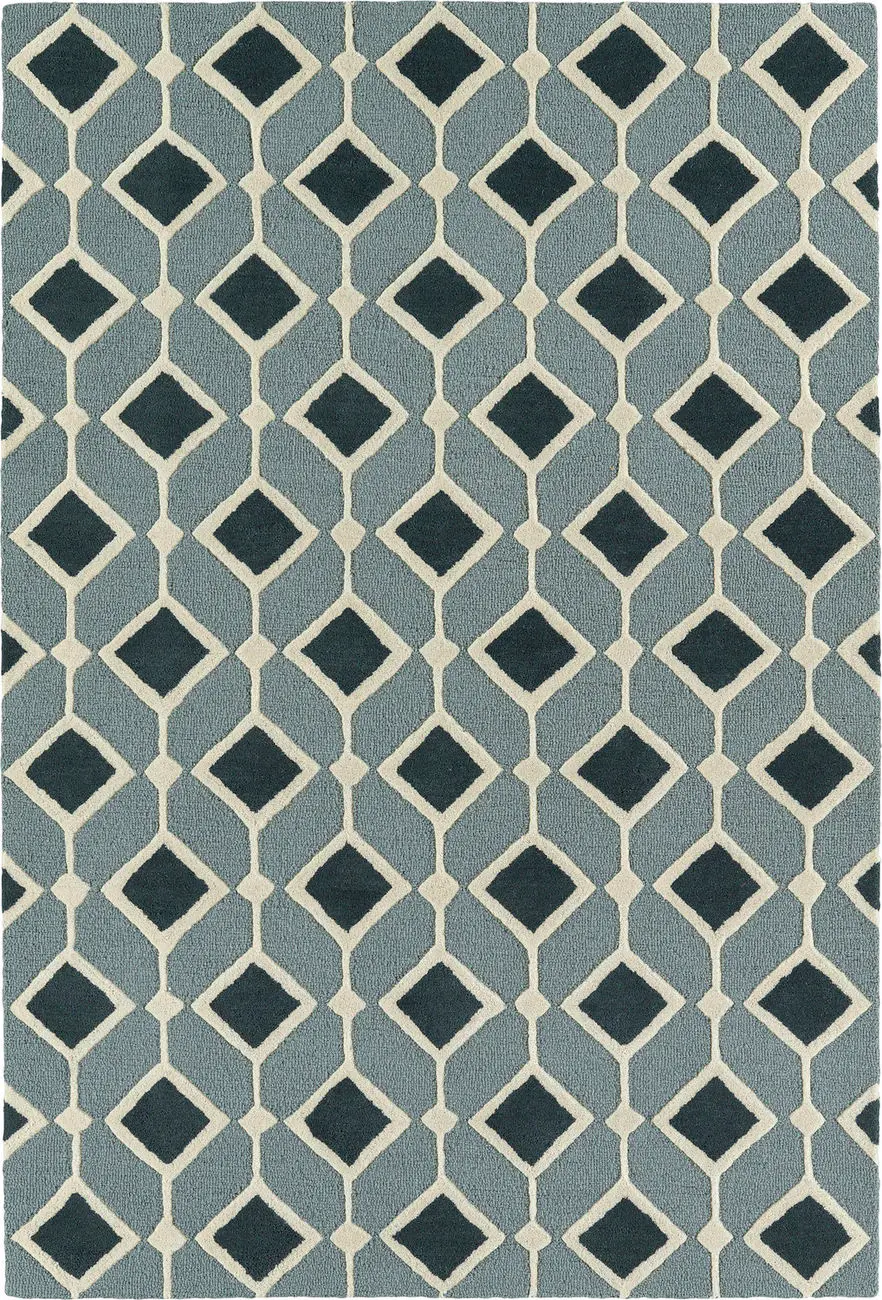 Modern Loom Spaces Teal Blue Patterned Modern Rug