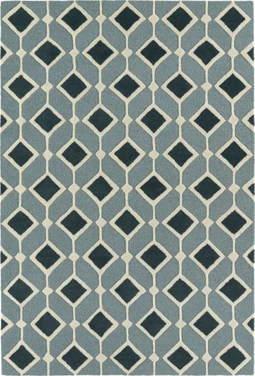 Modern Loom Spaces Teal Blue Patterned Modern Rug