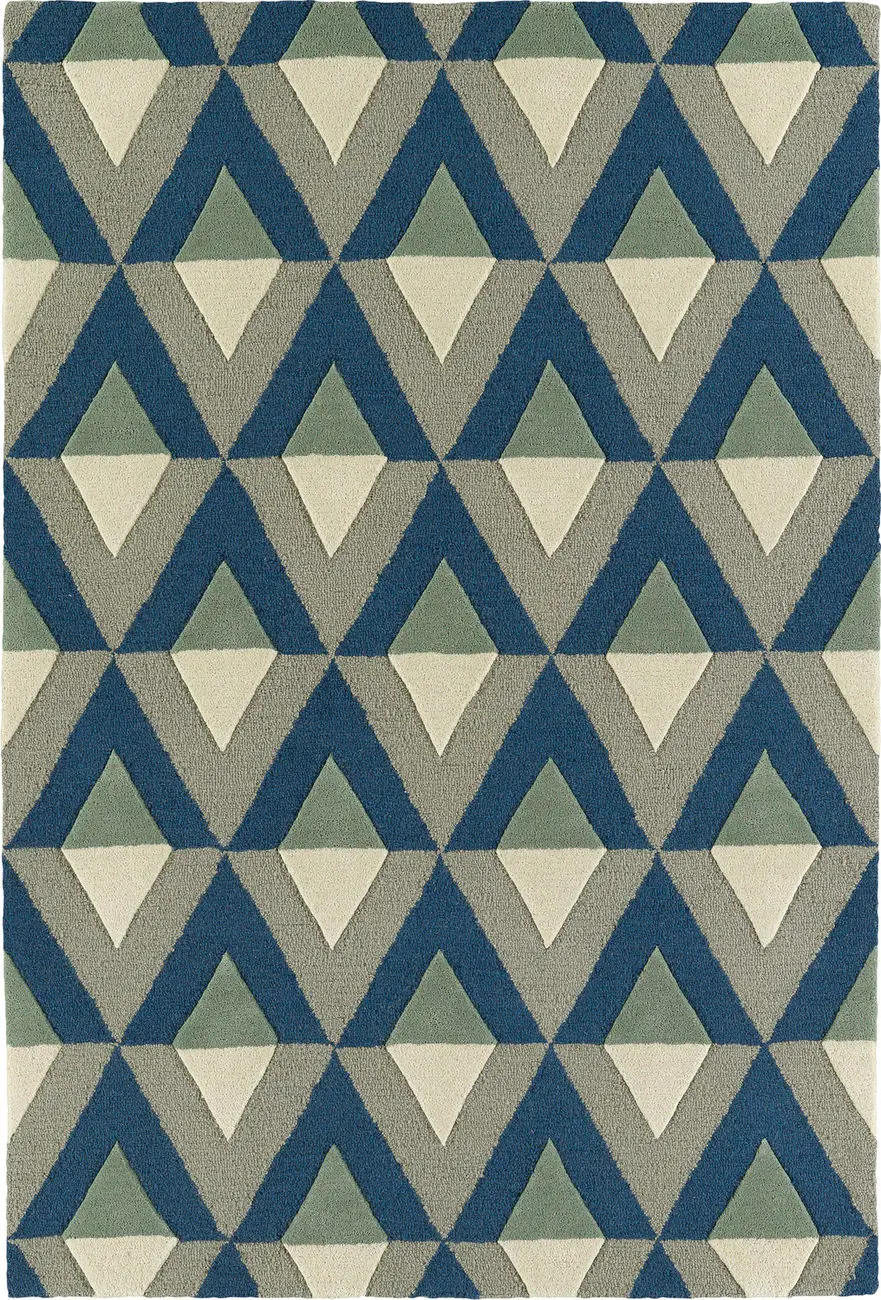 Modern Loom Spaces Hand Tufted Blue Patterned Modern Rug