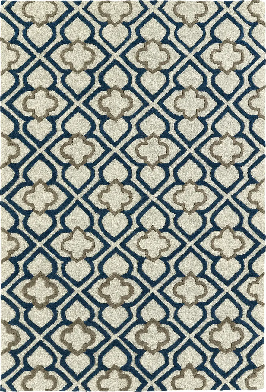 Modern Loom Spaces Hand Tufted Navy Patterned Modern Rug 2