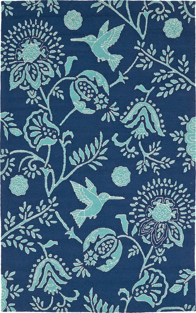 Modern Loom Yunque Navy Outdoor Floral Contemporary Rug