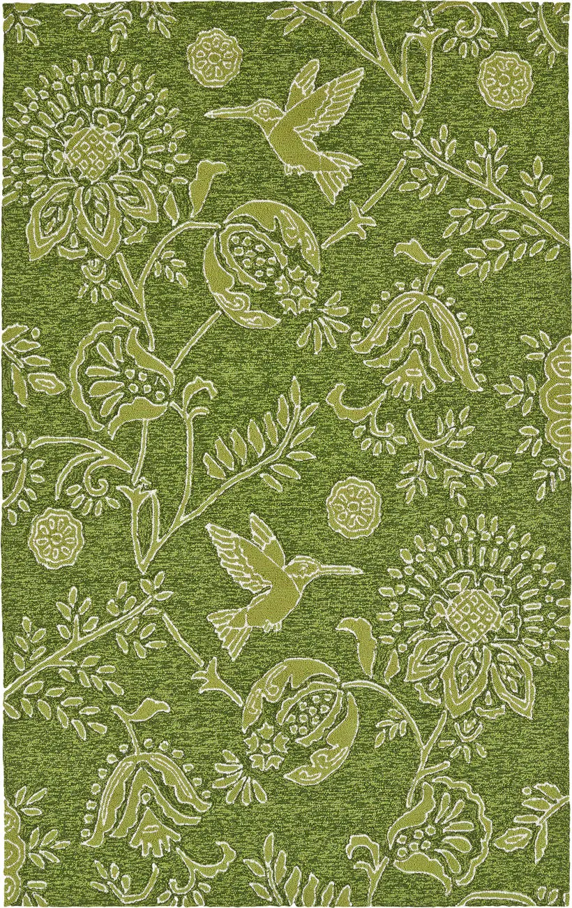 Modern Loom Yunque Green Outdoor Floral Contemporary Rug