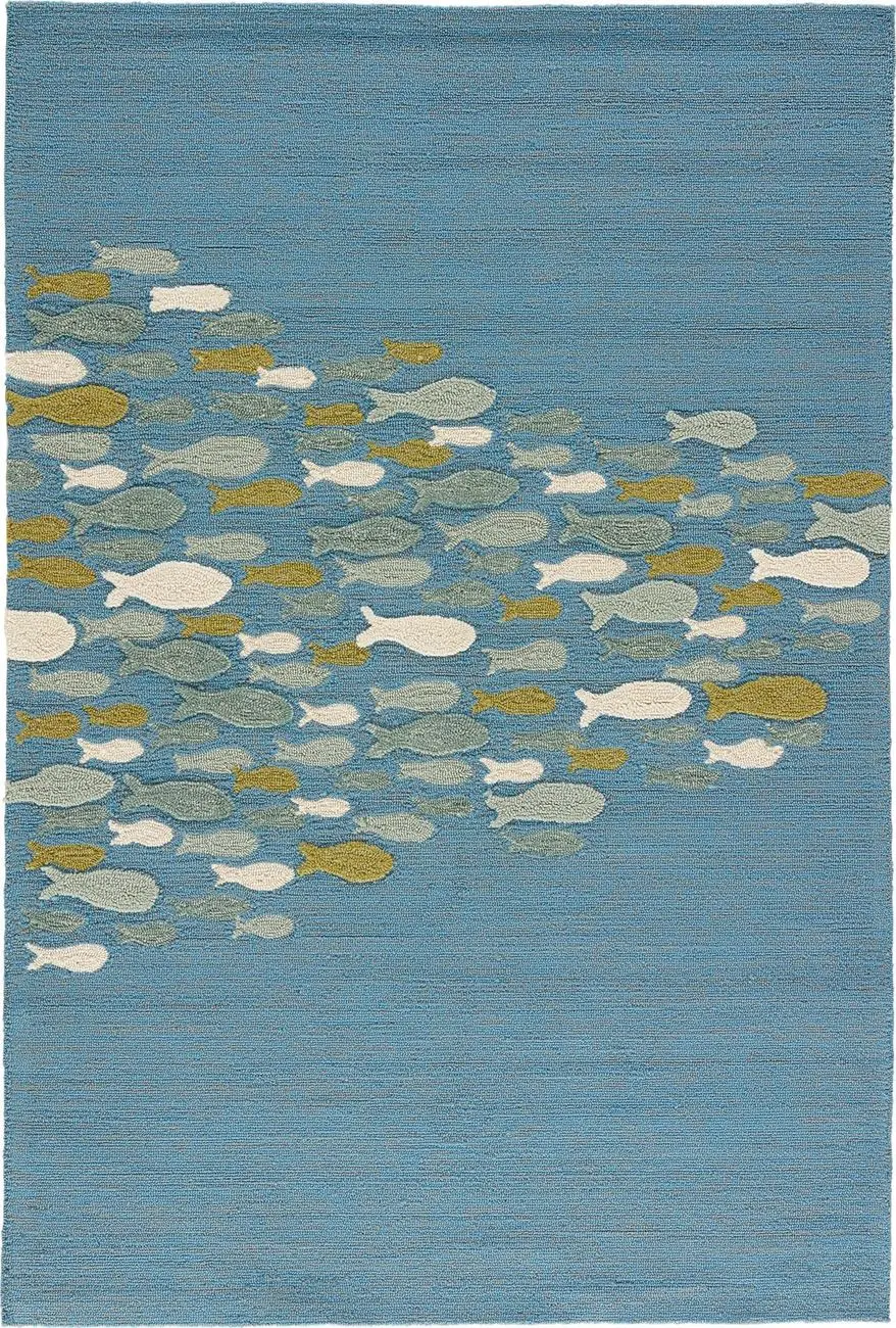 Jaipur Living Coastal Lagoon COL42 Go Fish Blue Hand Loomed Synthetic Rug