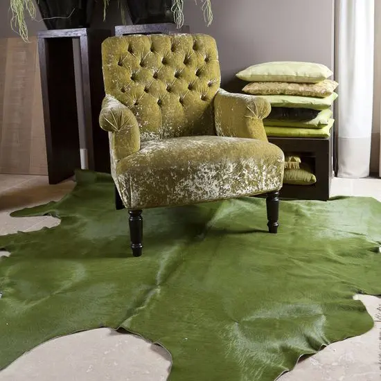 Pergamino Green Cow Hide Rug