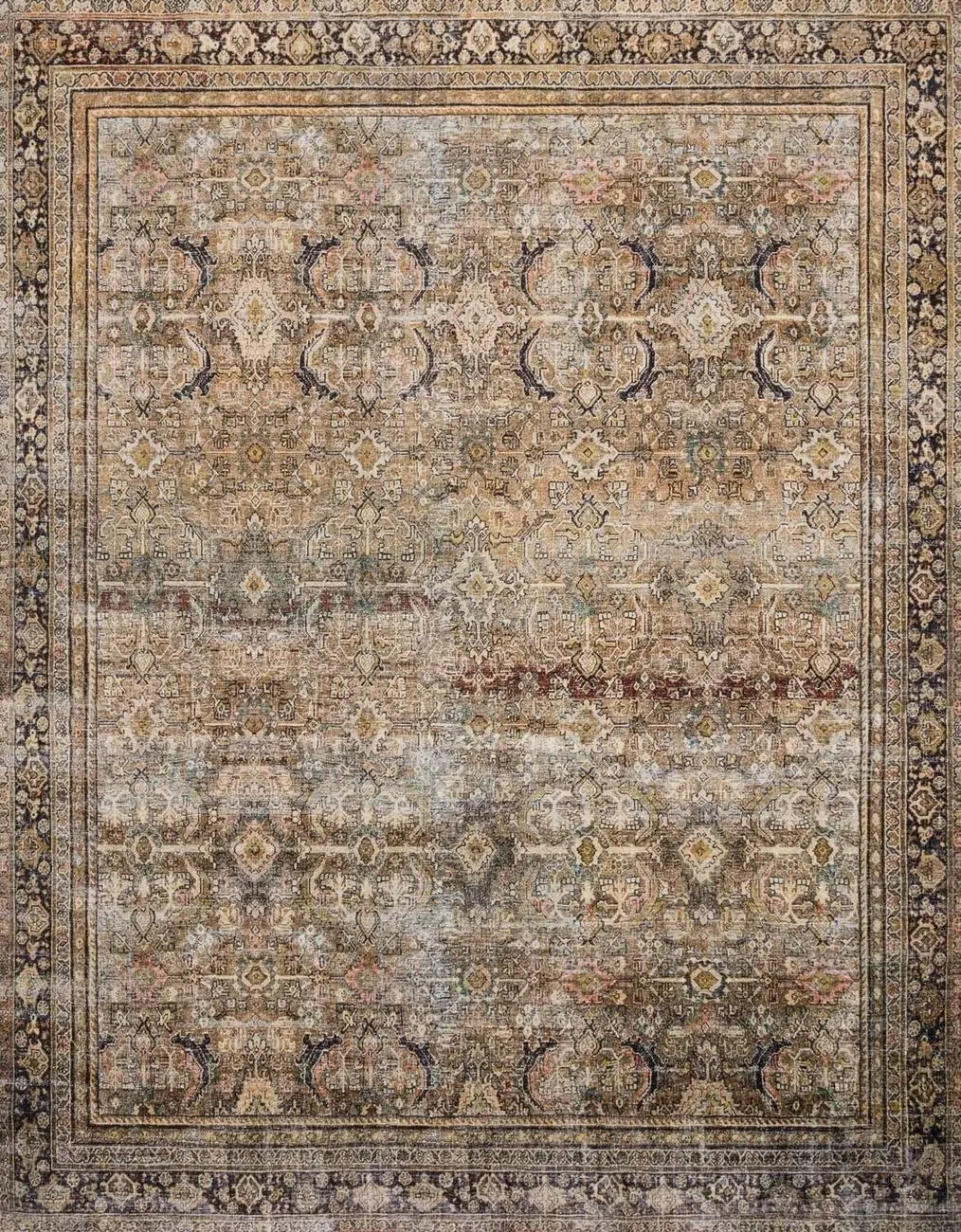 Layla LAY-03 OLIVE / CHARCOAL Traditional Synthetic Rug