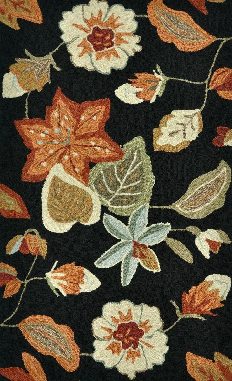 Summerton SSC19 Black / Rust Synthetic Floral Rug