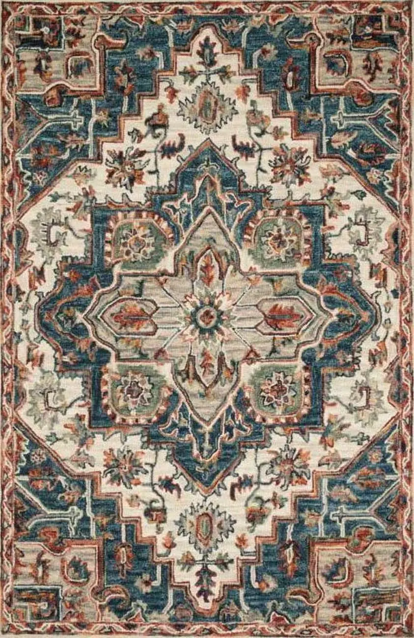 Modern Loom Victoria VK-16 Blue / Red Traditional Wool Rug