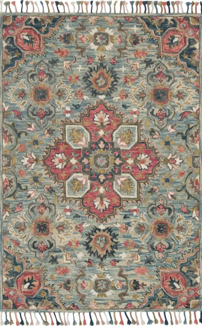 Modern Loom Zharah ZR-13 Light Blue / Multi Wool Patterned Rug