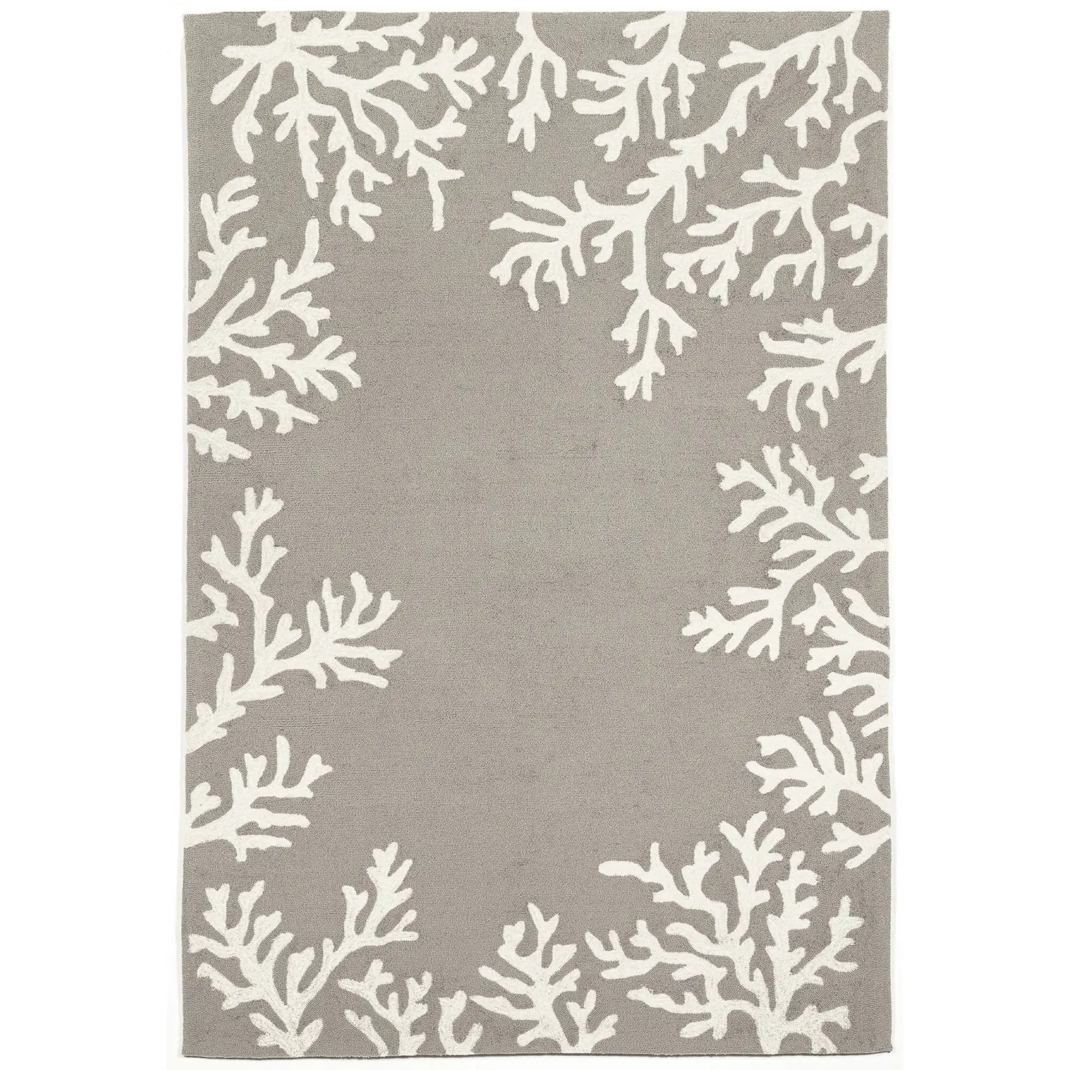 Liora Manne Capri Indoor/Outdoor Durable Hand-Tufted  UV Stabilized Rug- Coral Border Silver Product Image