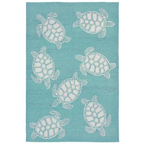Liora Manne Capri Indoor/Outdoor Durable Hand-Tufted UV Stabilized Rug- Turtle Aqua