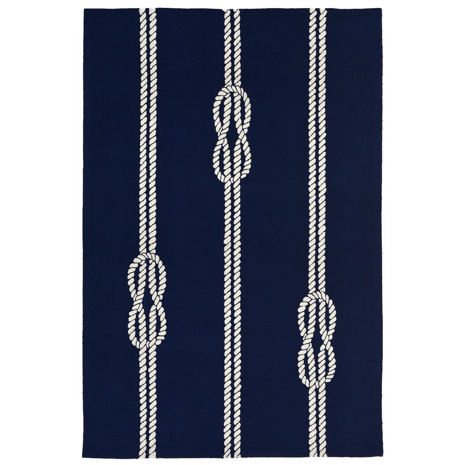 Liora Manne Capri Indoor/Outdoor Durable Hand-Tufted  UV Stabilized Rug- Ropes Navy
