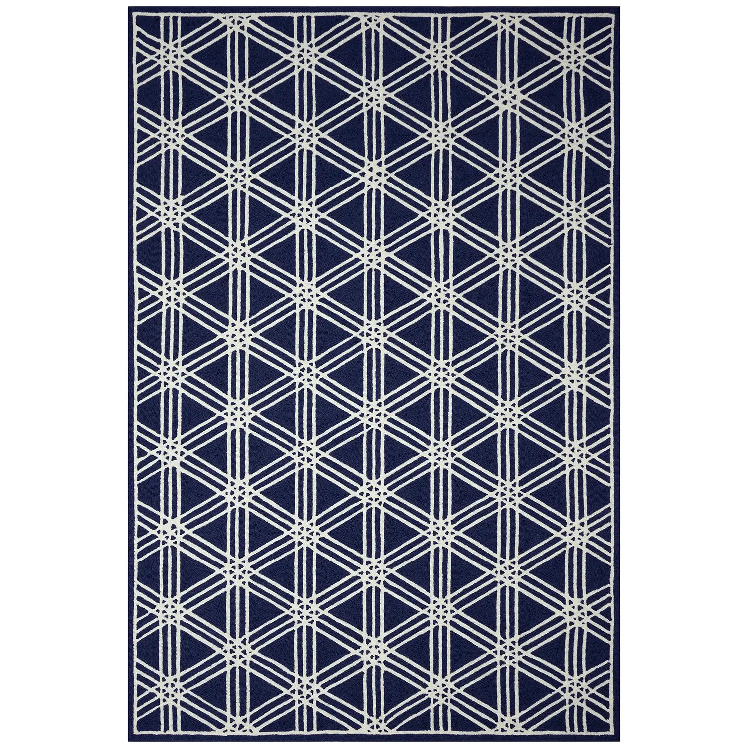Liora Manne Capri Indoor/Outdoor Durable Hand-Tufted  UV Stabilized Rug- Hex Navy
