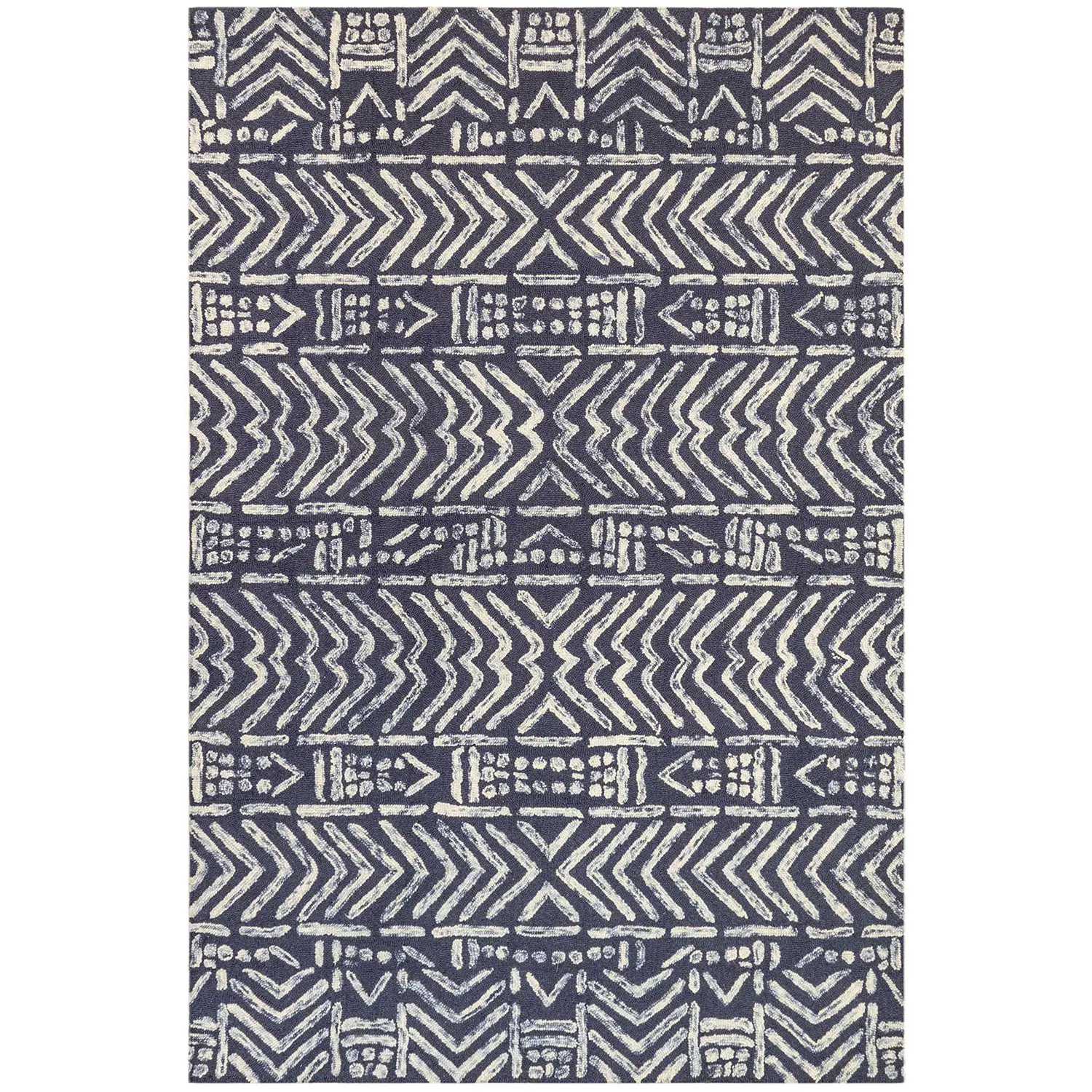 Liora Manne Cyprus Plush Wool  Rectangular Indoor Rug-Southwestern/ Tribal, Batik Denim