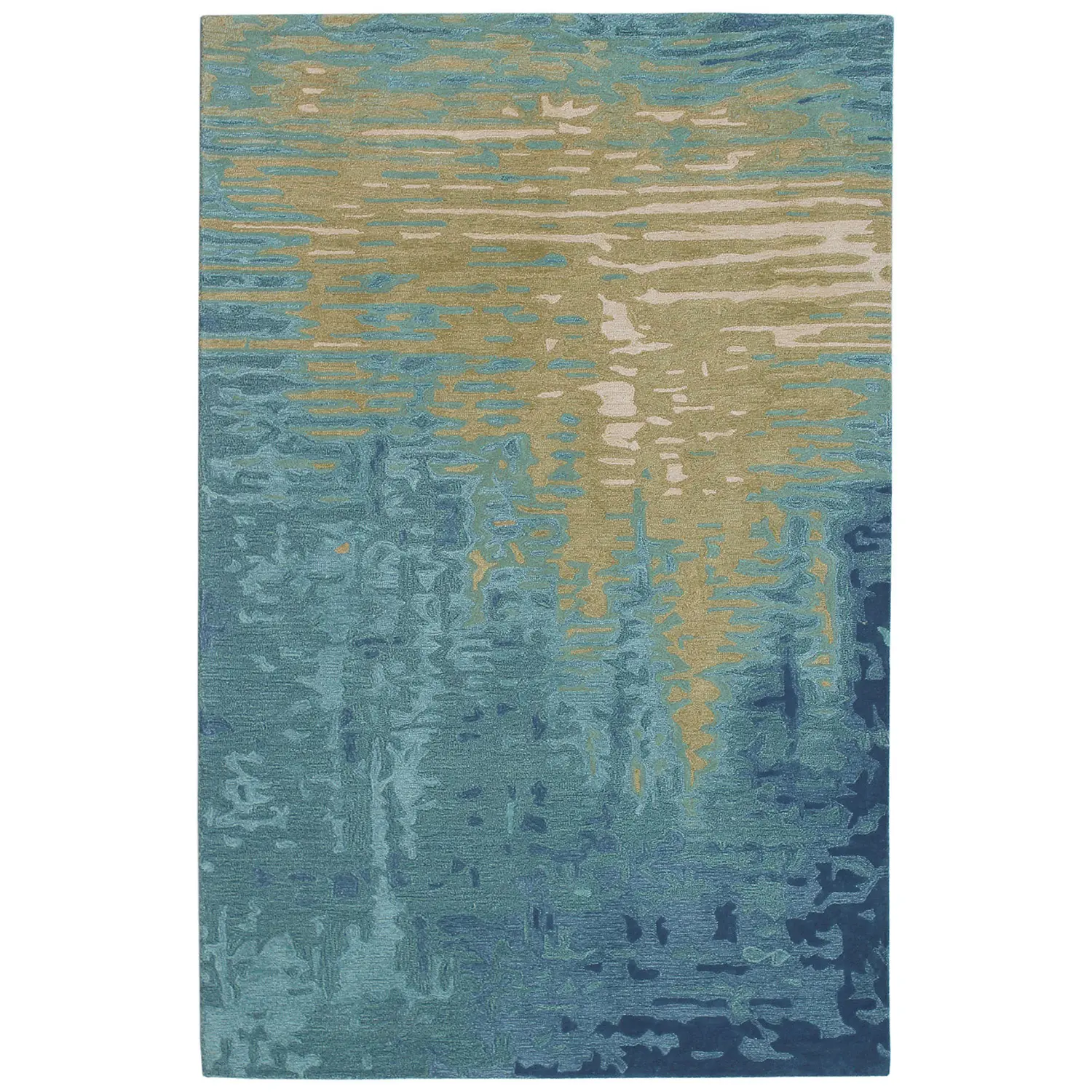 Liora Manne Corsica Plush Wool  Rectangular Indoor Rug-Abstract, Reflection Ocean