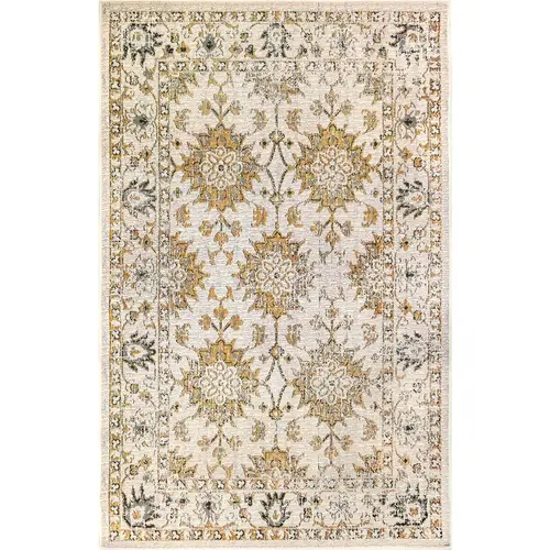 Liora Manne Carmel Low Profile Easy Care Indoor/Outdoor Woven Rug- Vintage Floral Sand