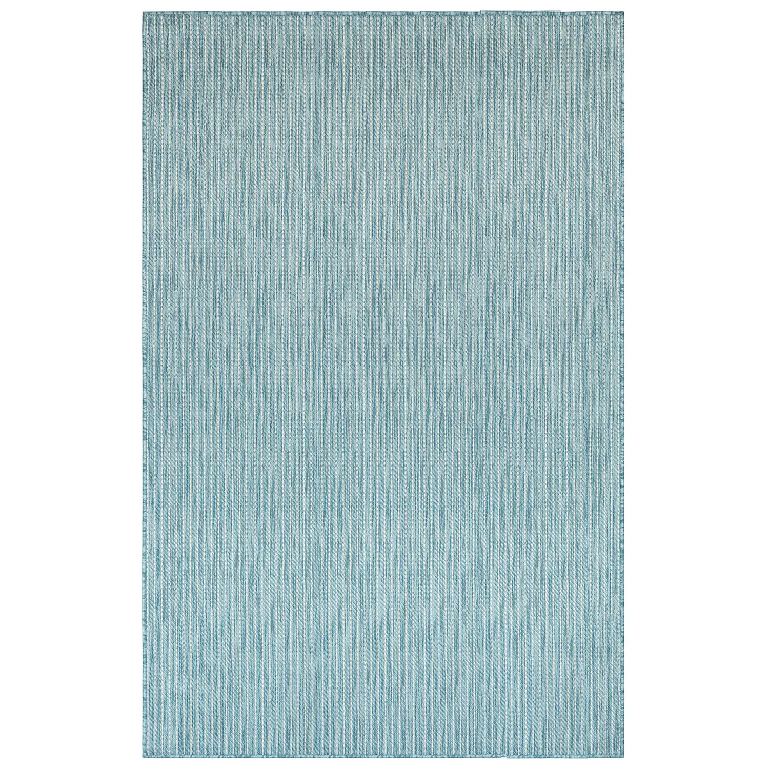 Liora Manne Carmel Low Profile  Easy Care Indoor/Outdoor Woven Rug- Texture Stripe Aqua