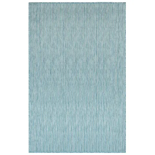 Liora Manne Carmel Low Profile Easy Care Indoor/Outdoor Woven Rug- Texture Stripe Aqua
