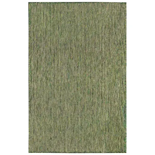 Liora Manne Carmel Low Profile Easy Care Indoor/Outdoor Woven Rug- Texture Stripe Green