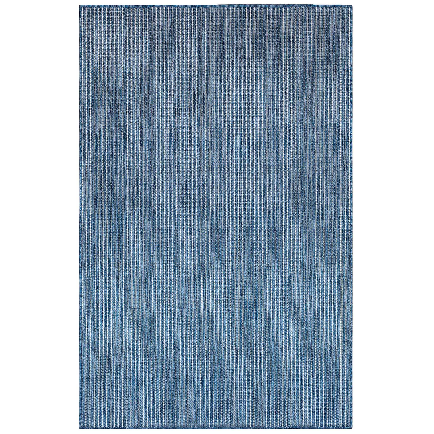 Liora Manne Carmel Low Profile  Easy Care Indoor/Outdoor Woven Rug- Texture Stripe Navy