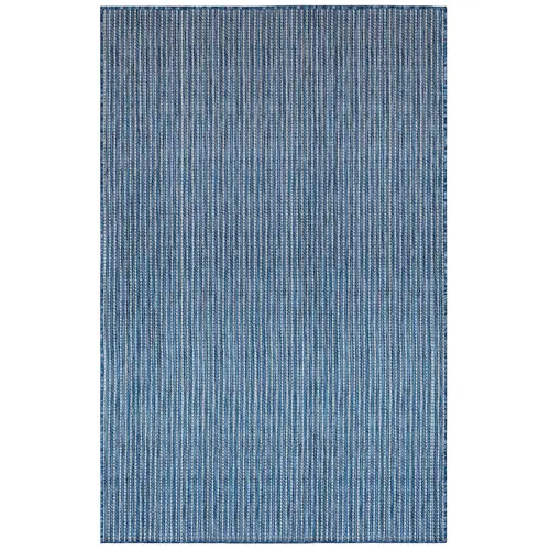 Liora Manne Carmel Low Profile Easy Care Indoor/Outdoor Woven Rug- Texture Stripe Navy