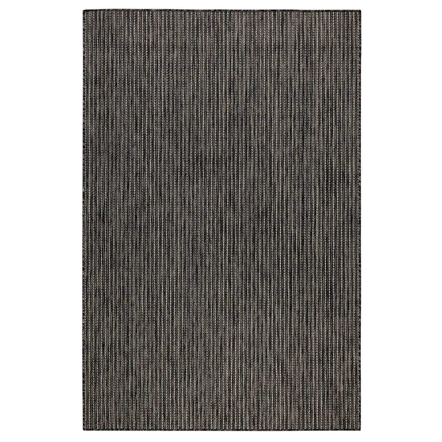 Liora Manne Carmel Low Profile  Easy Care Indoor/Outdoor Woven Rug- Texture Stripe Black