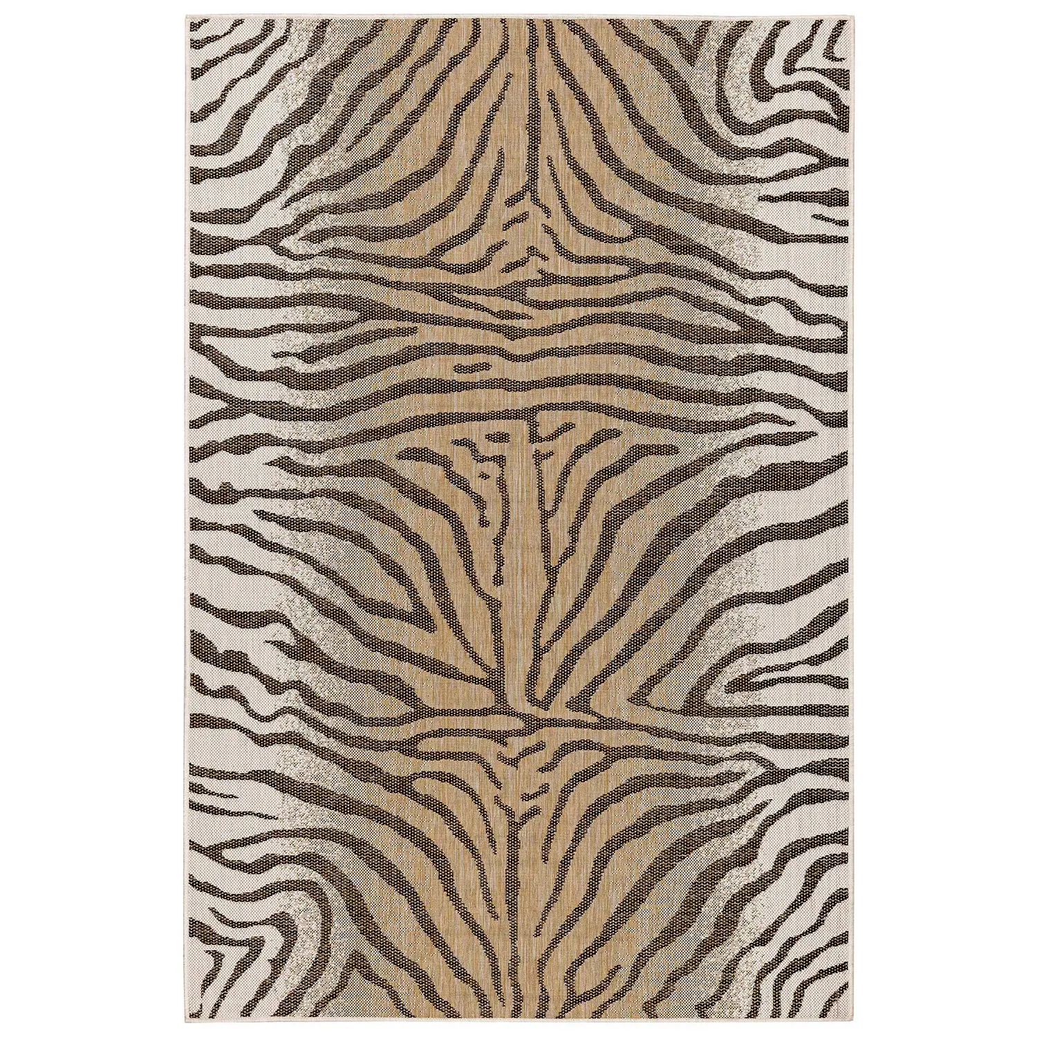 Liora Manne Carmel Low Profile  Easy Care Indoor/Outdoor Woven Rug- Zebra Sand