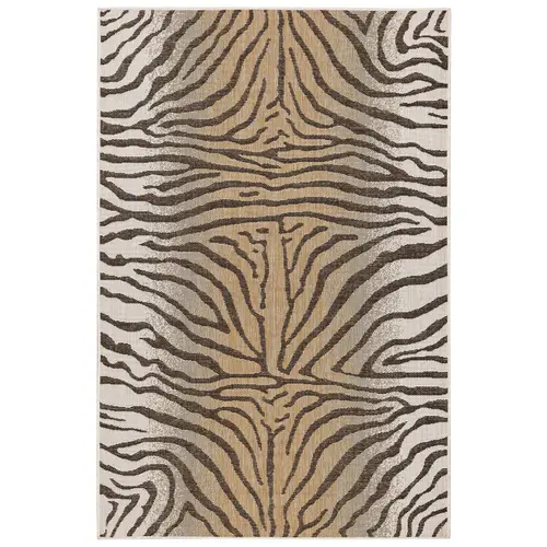 Liora Manne Carmel Low Profile Easy Care Indoor/Outdoor Woven Rug- Zebra Sand