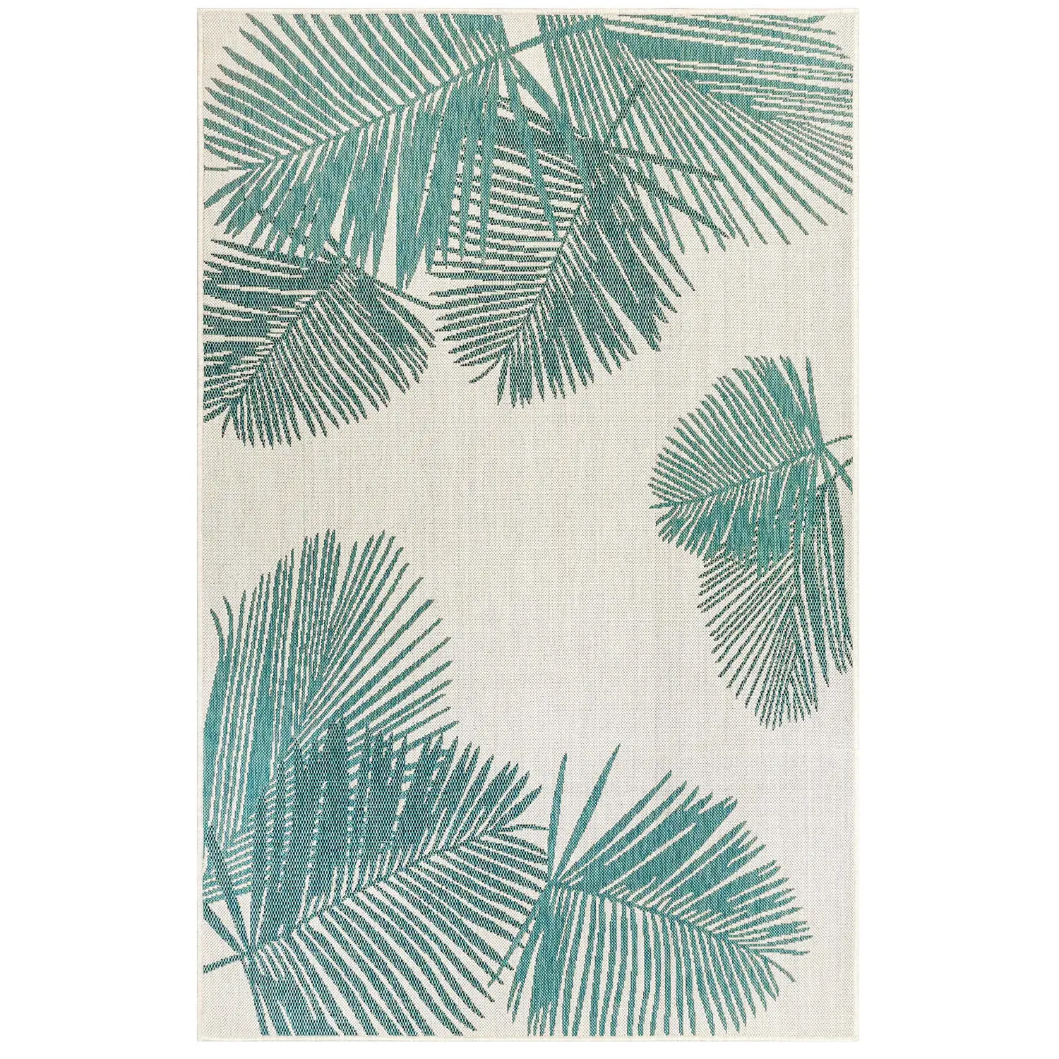 Liora Manne Carmel Low Profile  Easy Care Indoor/Outdoor Woven Rug- Palm Aqua