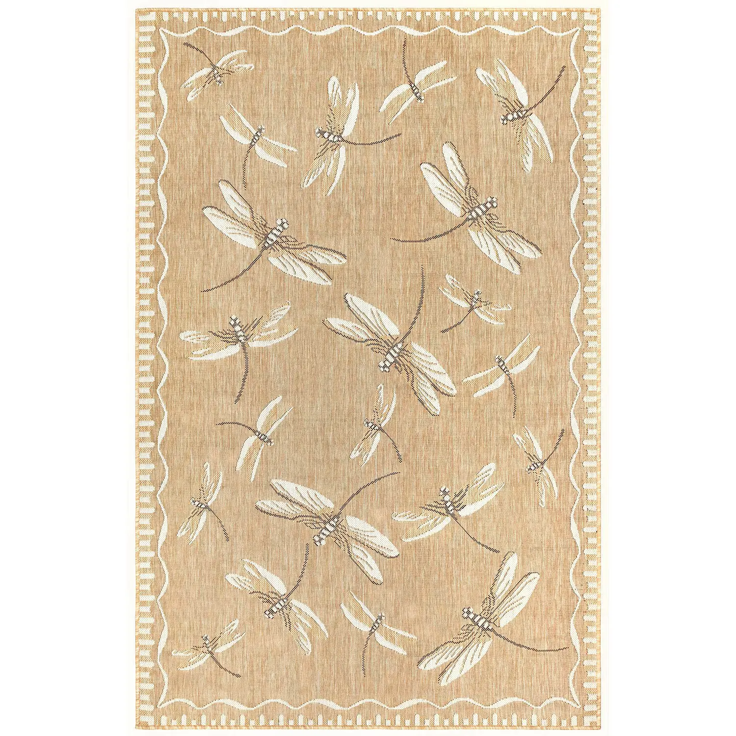 Liora Manne Carmel Low Profile  Easy Care Indoor/Outdoor Woven Rug- Dragonfly Sand